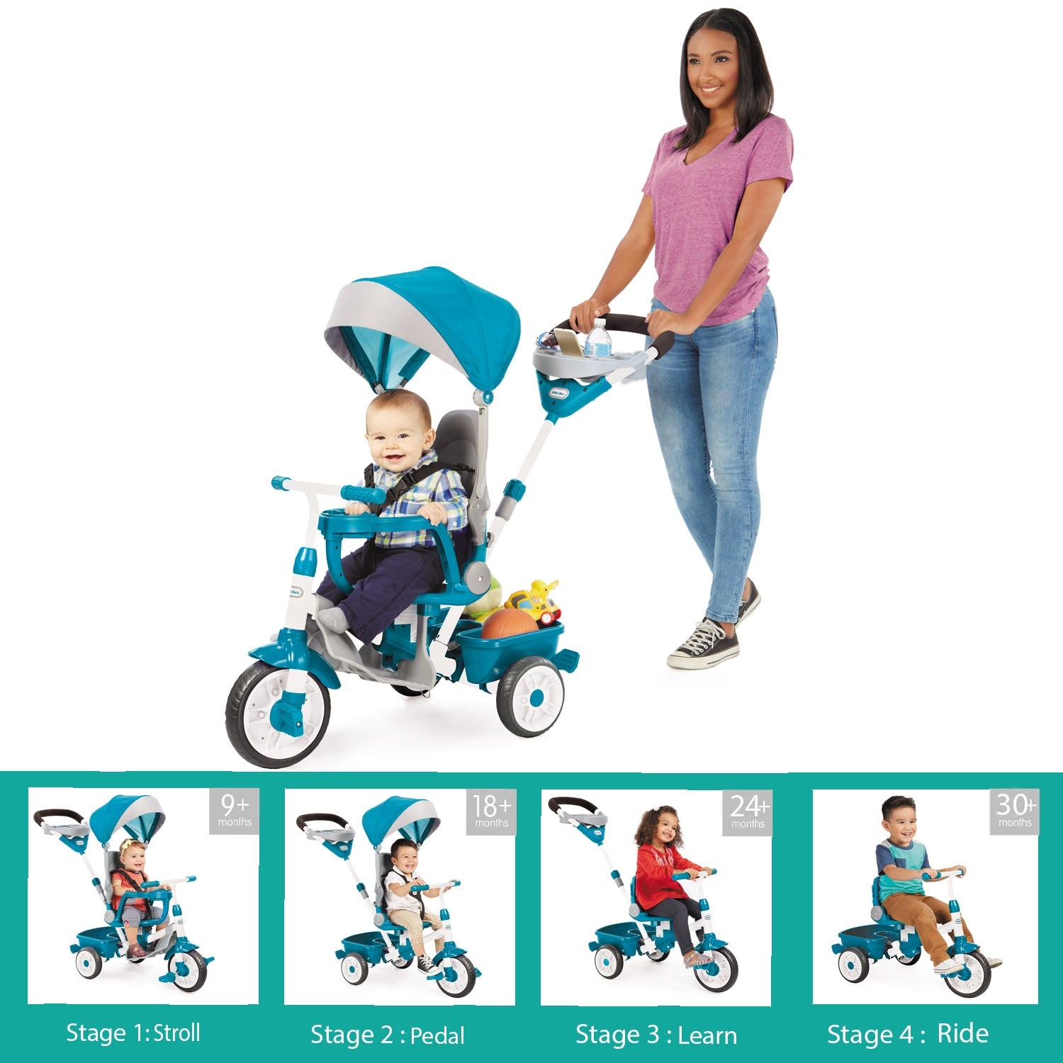 3244_5d483365-4c43-467d-a3e3-32c60614fe11.jpg Perfect Fit™ 4-in-1 Trike - Teal - Image 1