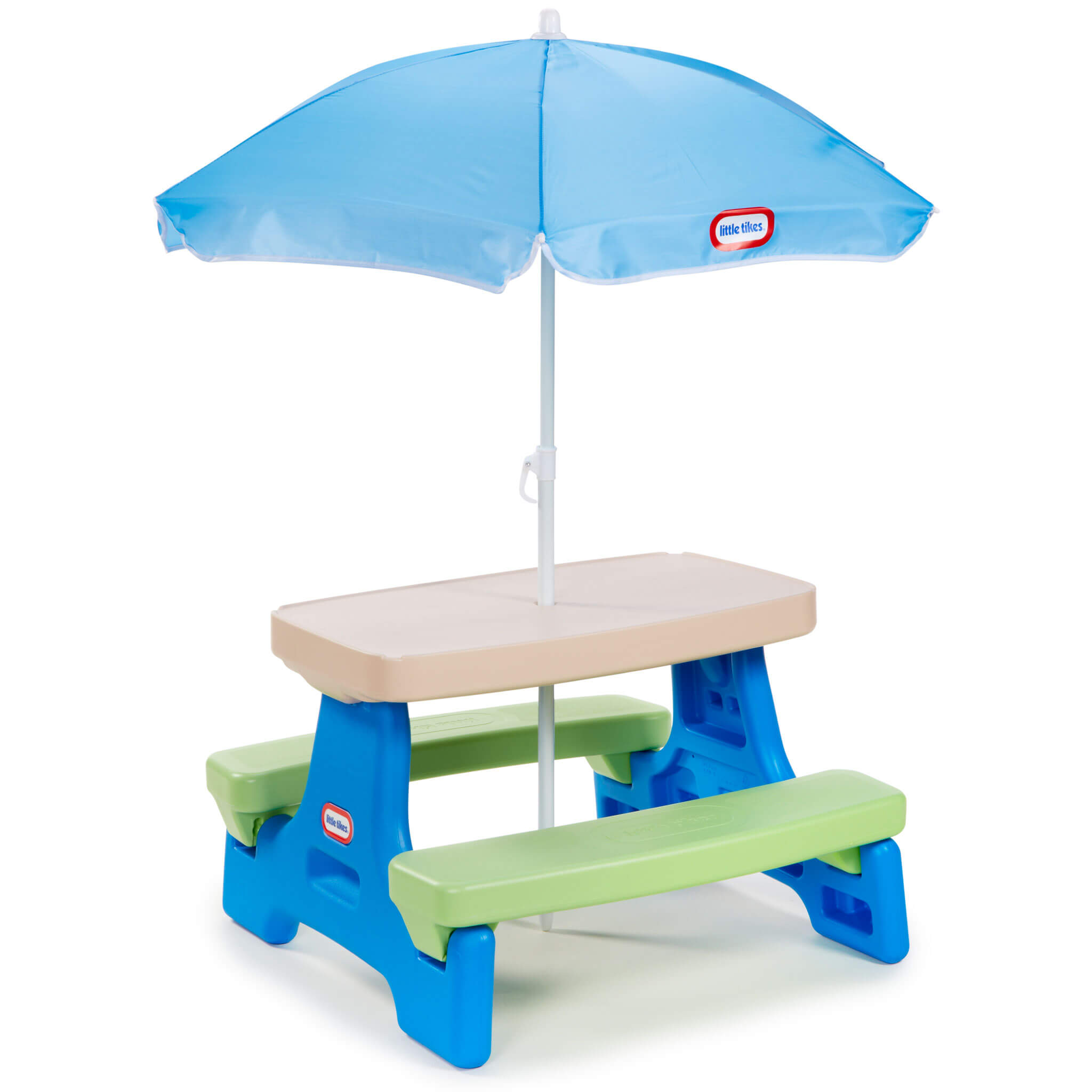 629945-Easy-Store-Jr-Table.jpg Easy Store™ Jr. Play Table with Umbrella - Blue/Green - Image 1